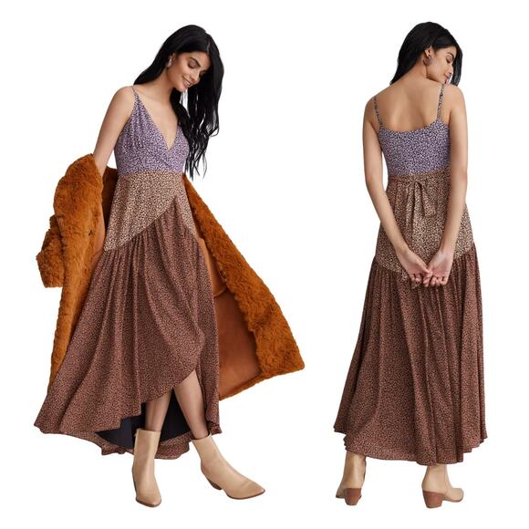 Anthropologie Dresses & Skirts - Hutch Anthropologie NWT Elma Floral High Low Contrast Wrap Midi Dress M Purple